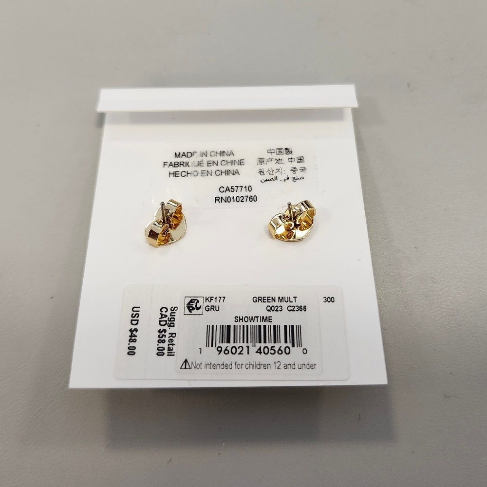 NWT Kate Spade Gold-Tone Green Showtime Stud Earrings - Picture 2 of 2